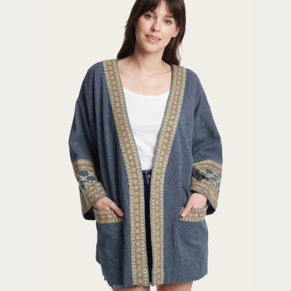 Frye Tops - NWT FRYE Embroidered Open Front Kimono